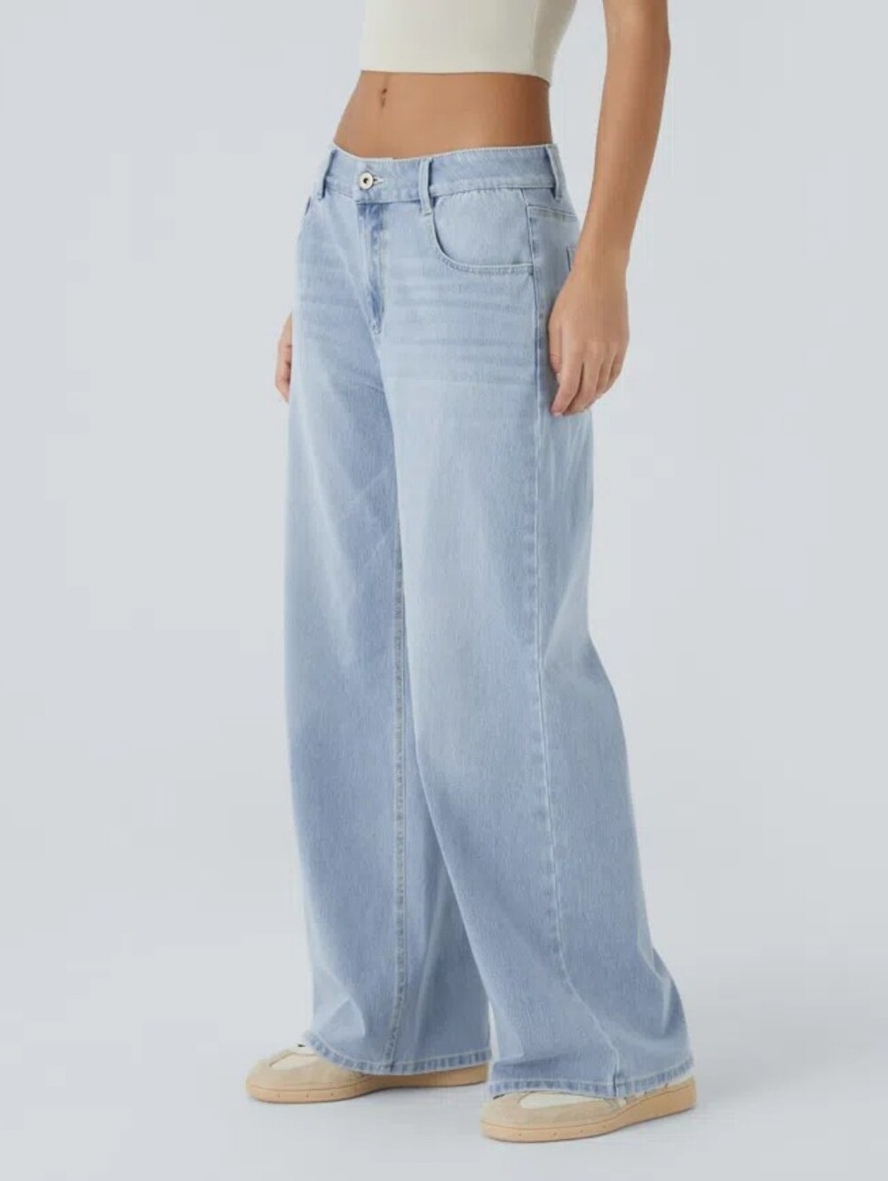 Halara Flex Low Rise Light Washed Baggy Wide Leg Casual Jeans M (8-10) Regular